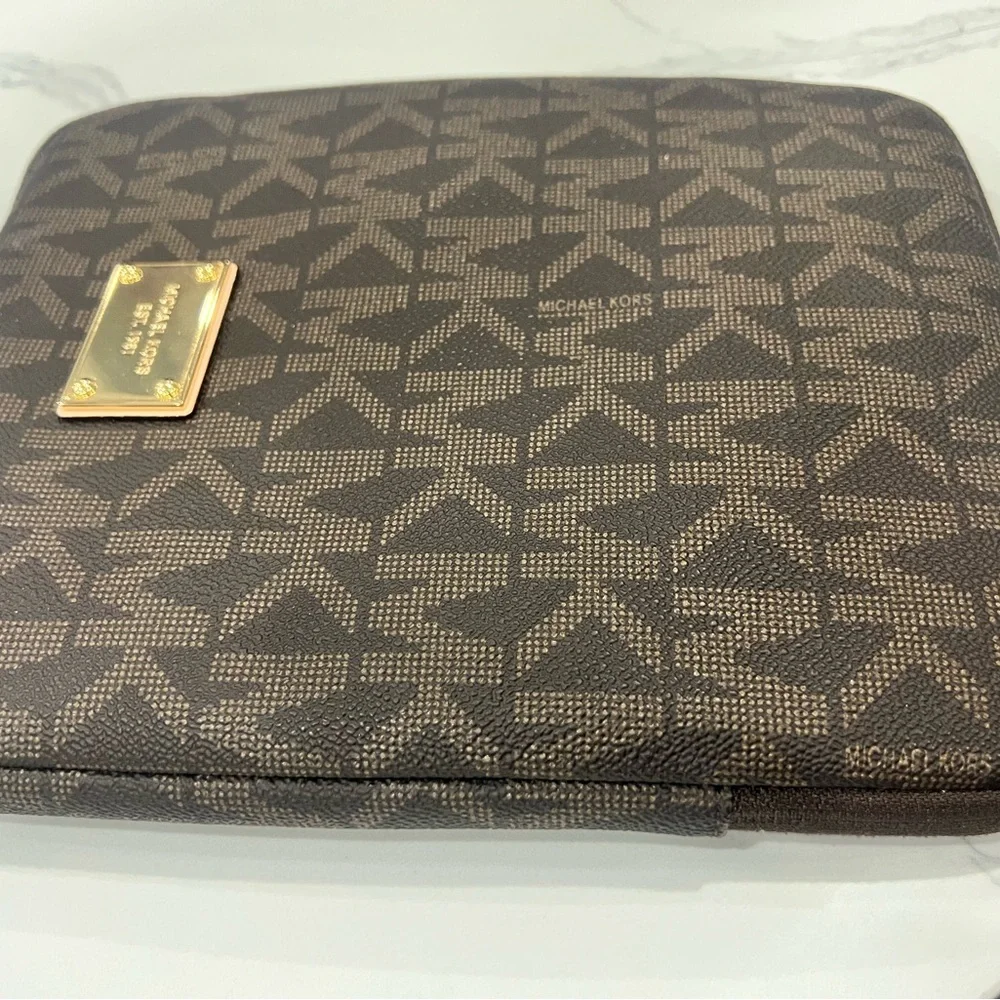 Michael Kors Black and Brown Logo Tablet Carrying Case